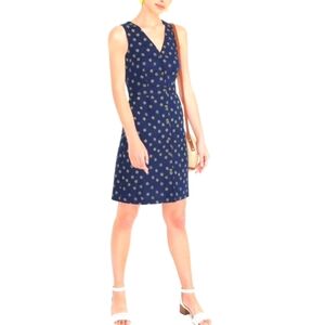 J.Crew Linen Cotton Blend Sleeveless Navy/Yellow flowers Dress Size 12